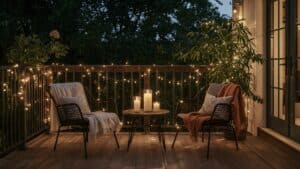 Stimmungsvolle Balkonbeleuchtung mit Kerzen | LED Strips